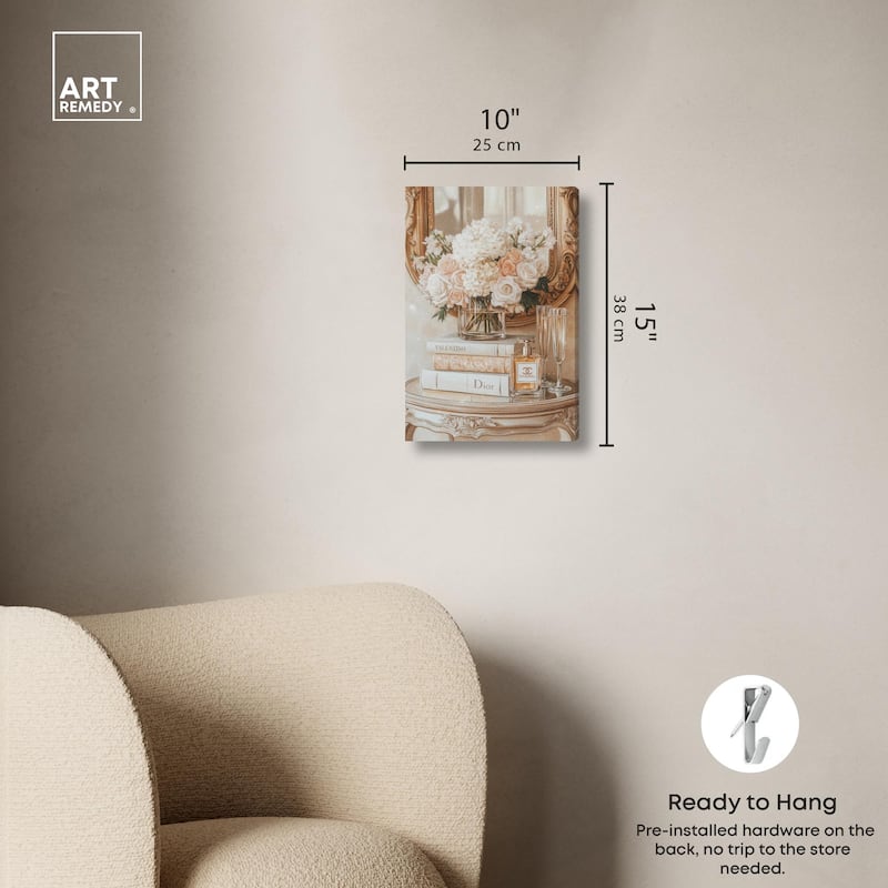Mirror and Classy Glam Books Canvas by Art Remedy, Gallery Wrapped
