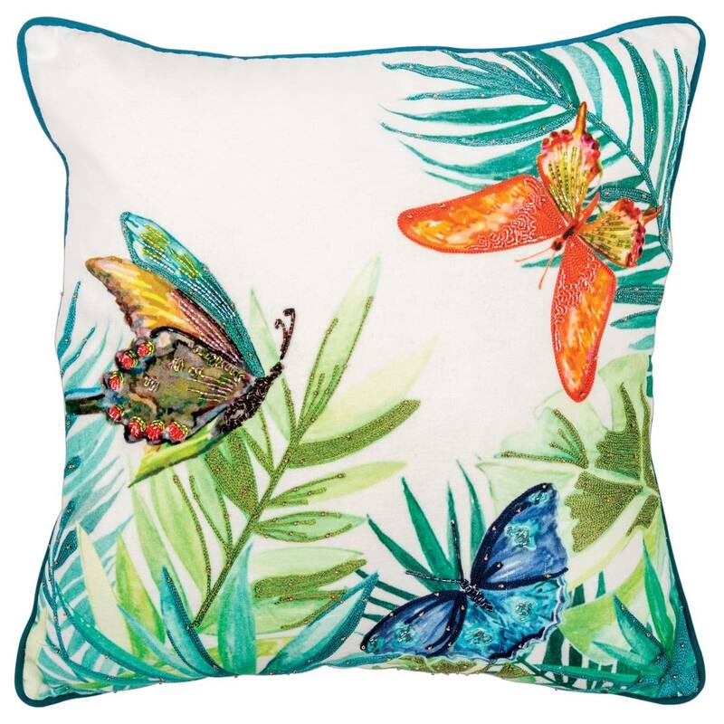 Green Butterflies Decorative Pillow
