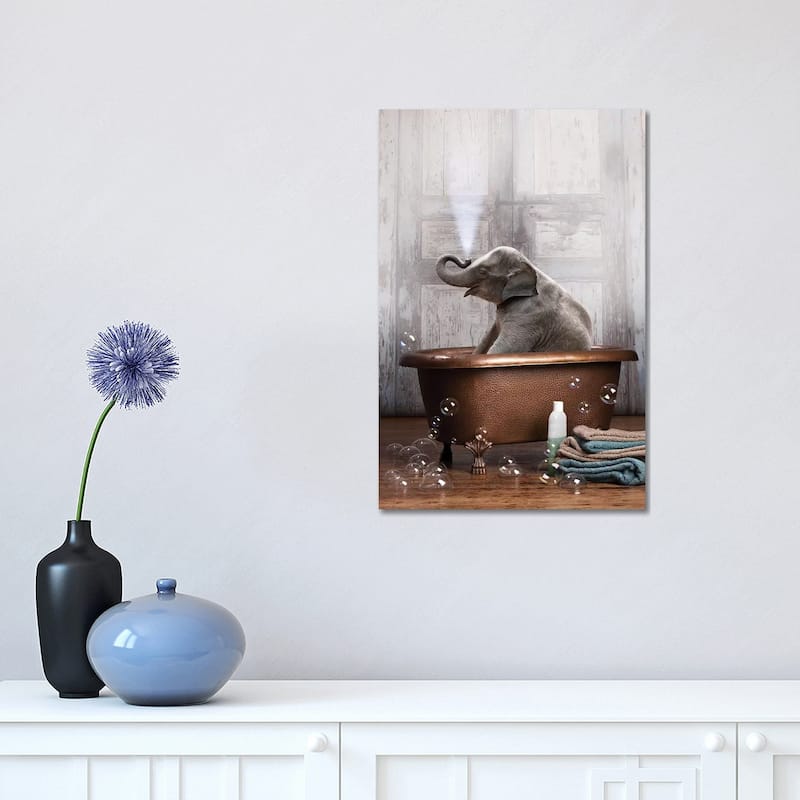 iCanvas "Elephant In The Tub" by Domonique Brown Canvas Print - 18x12x1.5
