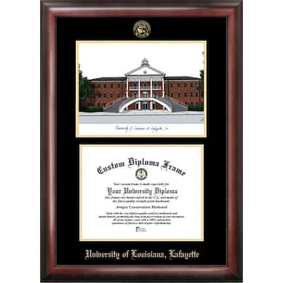 University of Louisiana-Lafayette 11w x 8.5h Gold Embossed Diploma frame with Campus Image