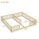 preview thumbnail 4 of 19, Double Twin Size Pine Wood Floor Bed with Fence, Guardrails, Without Door for Kids Girls Boys, No Need Spring Box