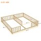 preview thumbnail 26 of 30, Wood Double Twin Size Floor Bed Frame with Fence-Easy to Assemble