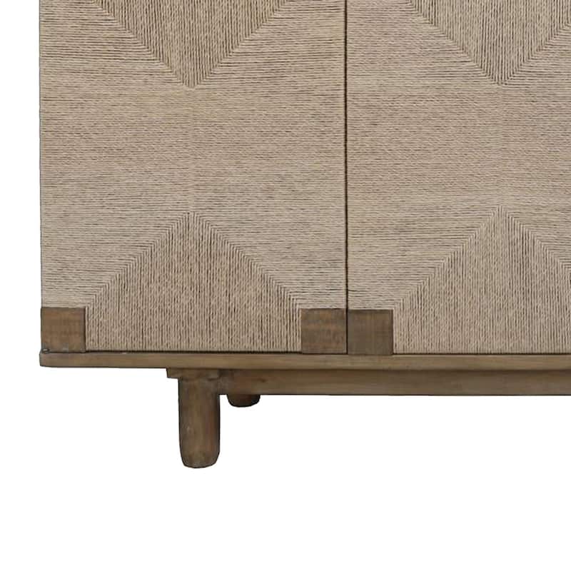Augy Accent Cabinet Console, 4 Doors, Gray Brown Pine Wood, 77 Inch