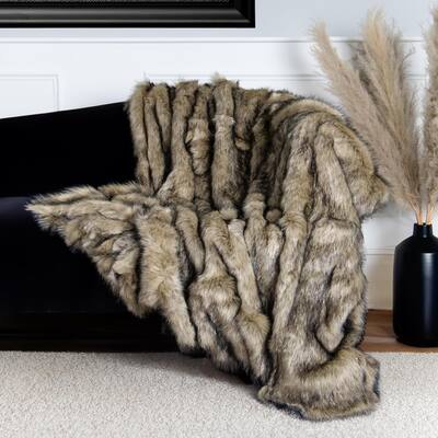 Aurora Home Tawny Fox Faux Fur Throw Blanket