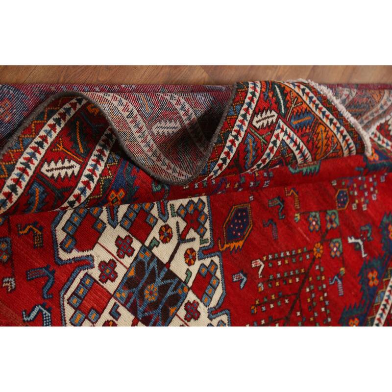 Hand Knotted Oriental 100% Wool Carpet Traditional Tribal Red Sirjan Area Rug - 6' 5'' X 4' 10''