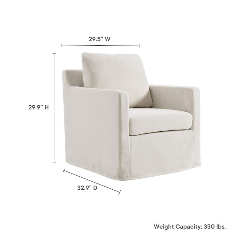 Serene Fabric Slipcovered Swivel Armchair