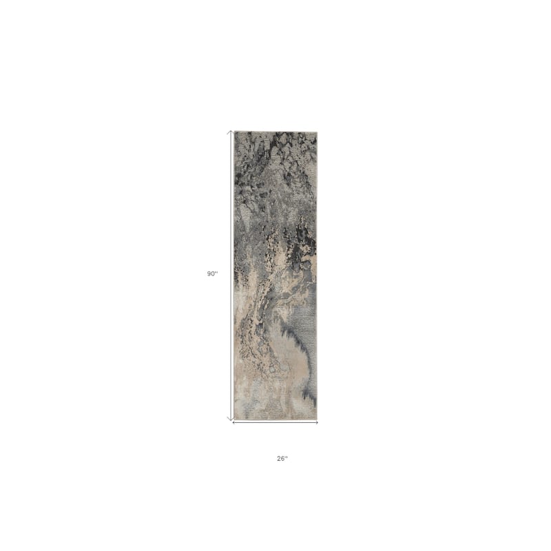 Power Loomed Abstract Modern Non Skid Stain Resistant Area Rug - 90' X '26' X '0.5