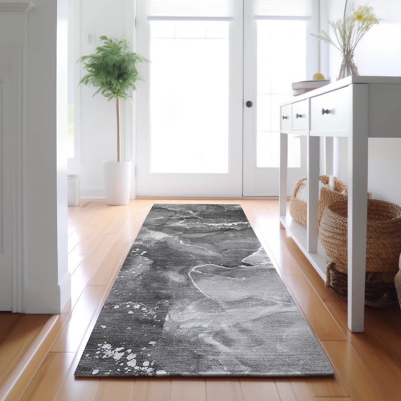 Premium Washable Super Soft Abstract Contemporary Mayfield Rug - Gray - 2' 3" x 7' 6" - Runner