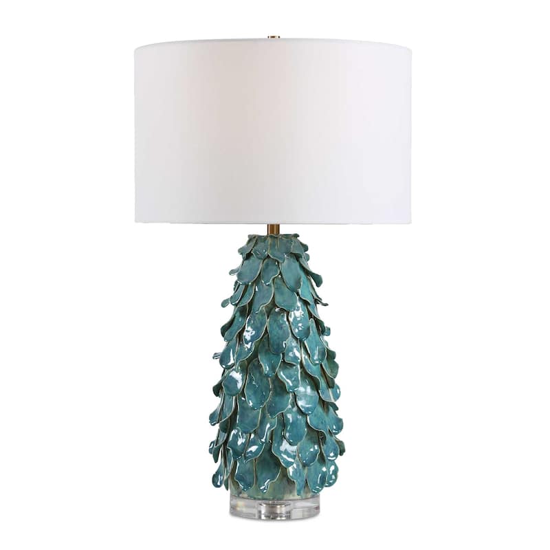 Uttermost Mina Teal Blue Table Lamp - 16.00" W x 27.50" H x 16.00" D