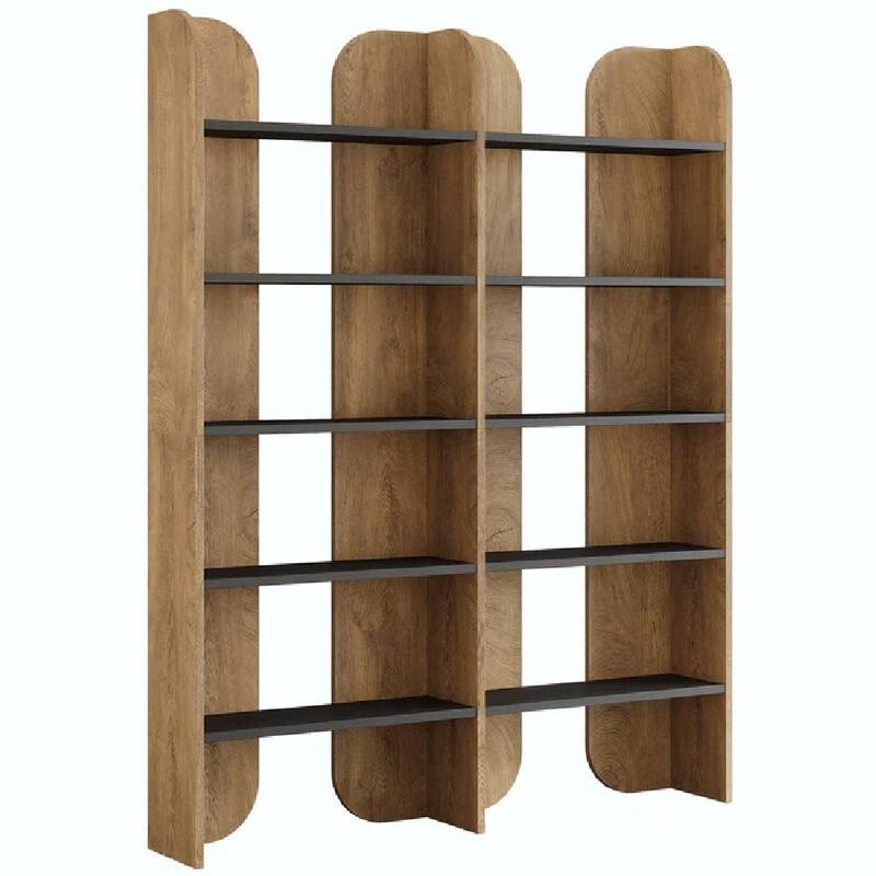 Modern 5-Tier Display Bookshelf - Spacious Bookcase Storage