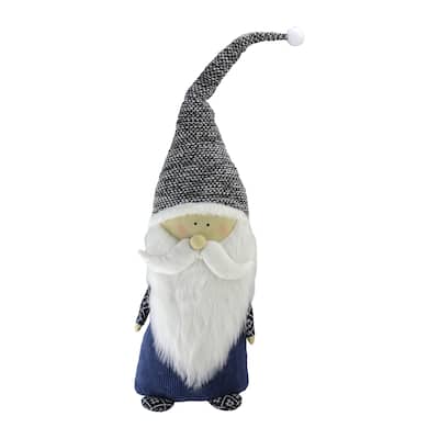 Standing Santa Gnome Figure with Mustache and Long Beard - 27.5" - Blue