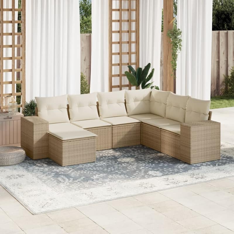 vidaXL Garden Sofa Set - Beige and cream Without table