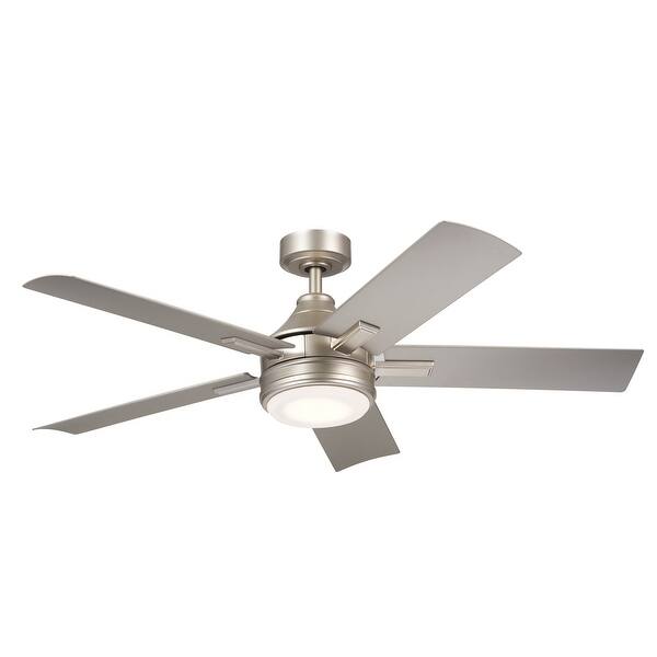 slide 2 of 4, Kichler Lighting Tide 52 inch Integrated LED Indoor/Outdoor Brushed Nickel Ceiling Fan