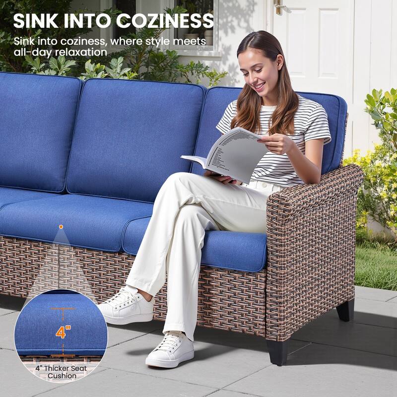 Pocassy Outdoor Sofa Swivel Chairs Patio Chair Funiture Set