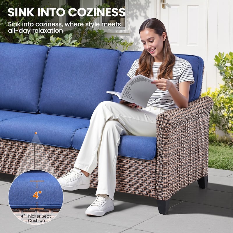 Pocassy Outdoor Sofa with Patio Chairs Funiture Set