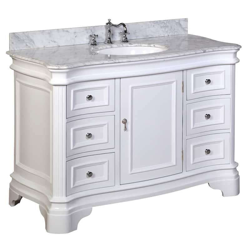 KitchenBathCollection Katherine 48" Bathroom Vanity with Carrara Marble Top