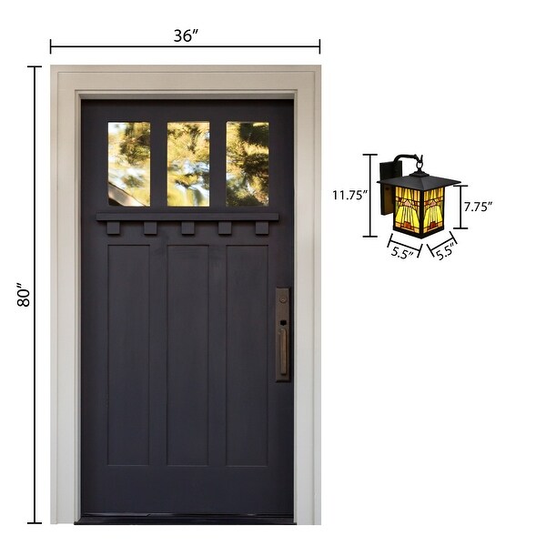 Bawe Red Stained Glass Oil Rubbed Bronze Light Fixture by Havenside Home - 9x10.75x11.75