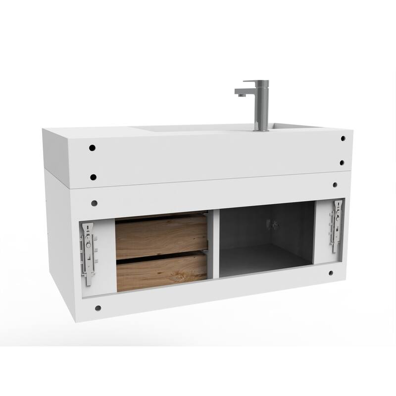 Amazon 36" Wall Mounted Bathroom Vanity Set w/ White Top