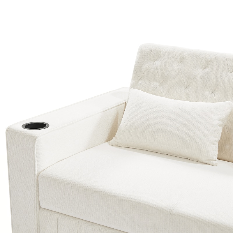 Pull-out Sofa Bed Convertible Couch Loveseat Sofa Modern Sleeper Sofa with Adjustable Backrest for Living Room