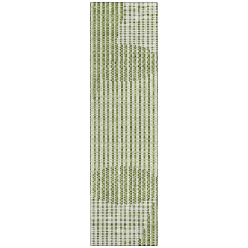 Machine Washable Indoor/ Outdoor Abstract Stripe Chantille Rug