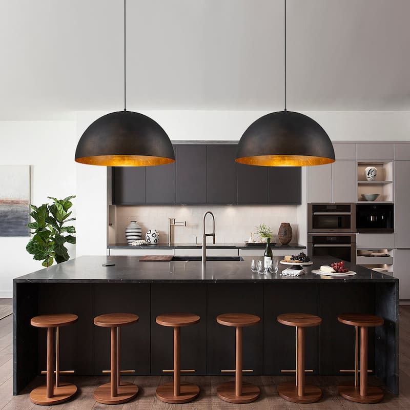 Industrial Oversized Metal Dome Pendant Light - Modern Farmhouse
