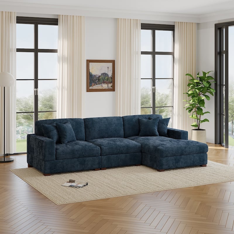 Oversized Modern Chenille Modular Sectional Sofa with Chaise