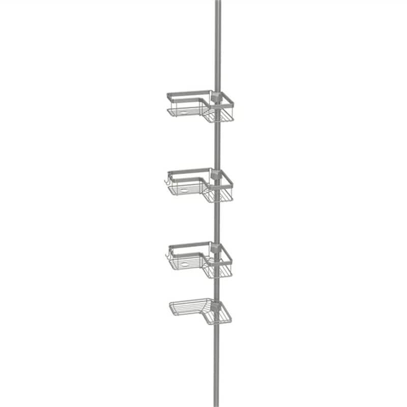 Adjustable Tension Steel Shower Pole Caddy, 4 Shelves Bed Bath