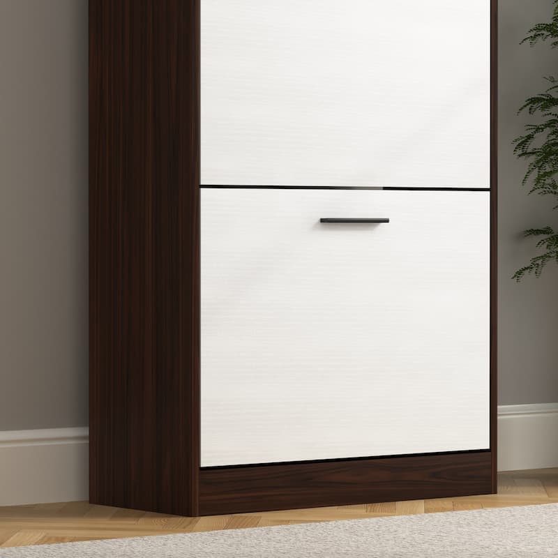 Shoe Storage Cabinet with 3 Flip Drawers, Freestanding Narrow Shoe Rack, Hidden Shoe Cabinet with Adjustable Panel