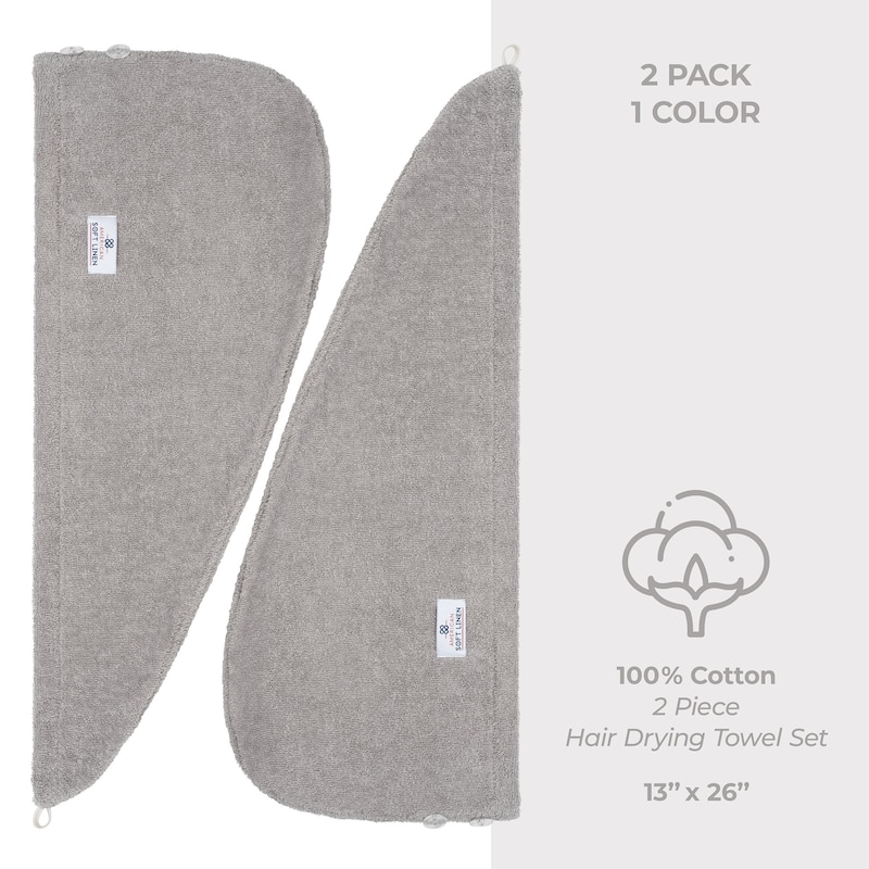 American Soft Linen 100% Cotton Hair Drying Towels for Women, Cotton Hair Turban Turkish Towel Wrap, Head Towel Cap for Hairs