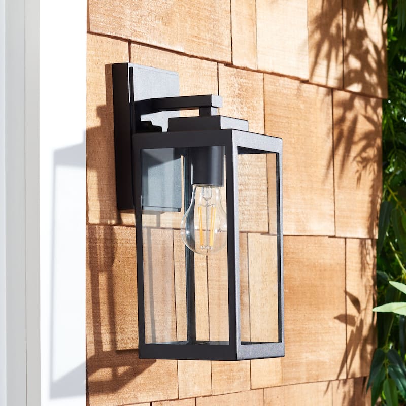 SAFAVIEH Lighting Memnuna 6" Outdoor Sconce (Set of 2) - 6" x 5" x 13" - withD/H - 6Wx5Dx13H