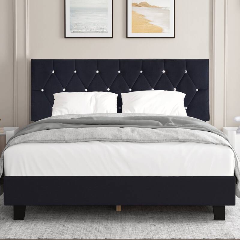 Upholstered Headboard, Diamond Tufted Adjustable Headboard from 39.8" to 49.8", Queen Headboard/ King Headboard
