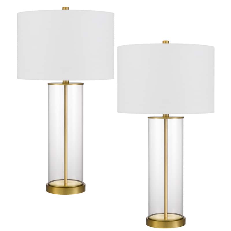 Hookerton 29" Height Antique Brass Glass Table Lam - One Size