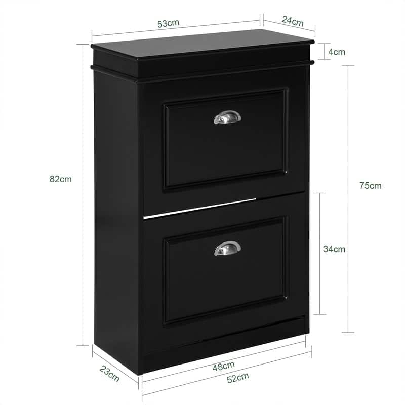 SoBuy FSR78-W, White 2 Drawers Shoe Cabinet Shoe Rack Shoe Storage