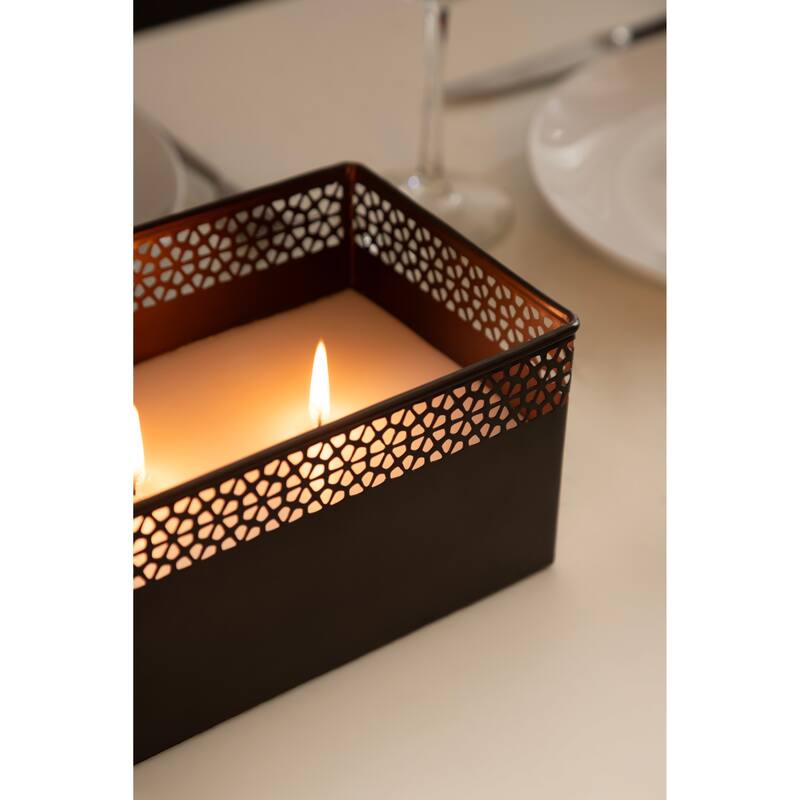 Kate and Laurel Pearce Rectangle Metal Wax Candle