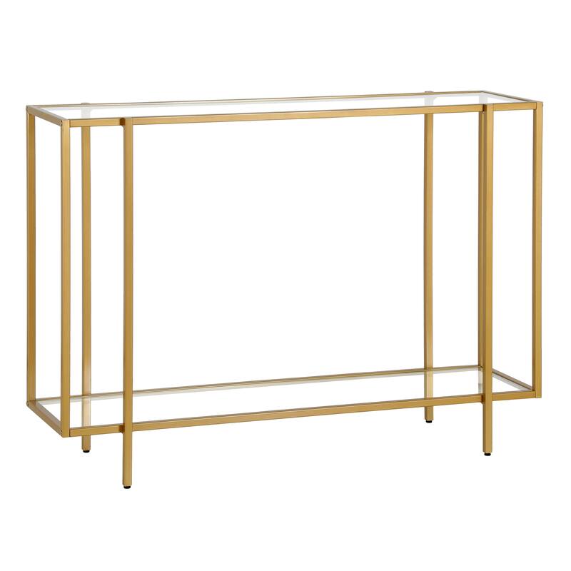 Vireo 42" Accent Table - Brushed Brass with Glass Shelf