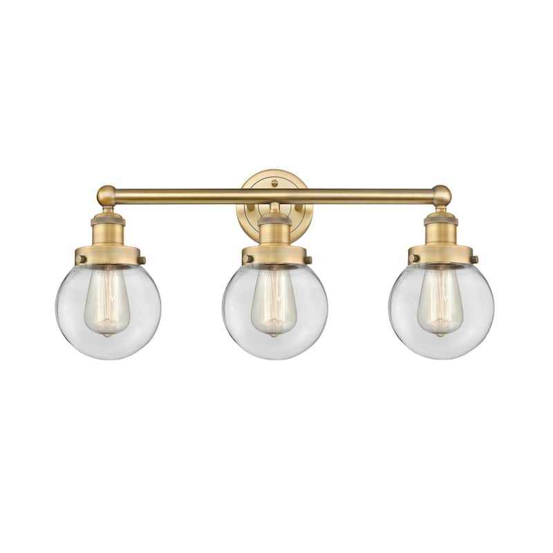 Innovations Lighting 616-3W-10-25 Beacon Vanity Beacon 3 Light 25" - Brushed Brass / Clear / Multi-Colored