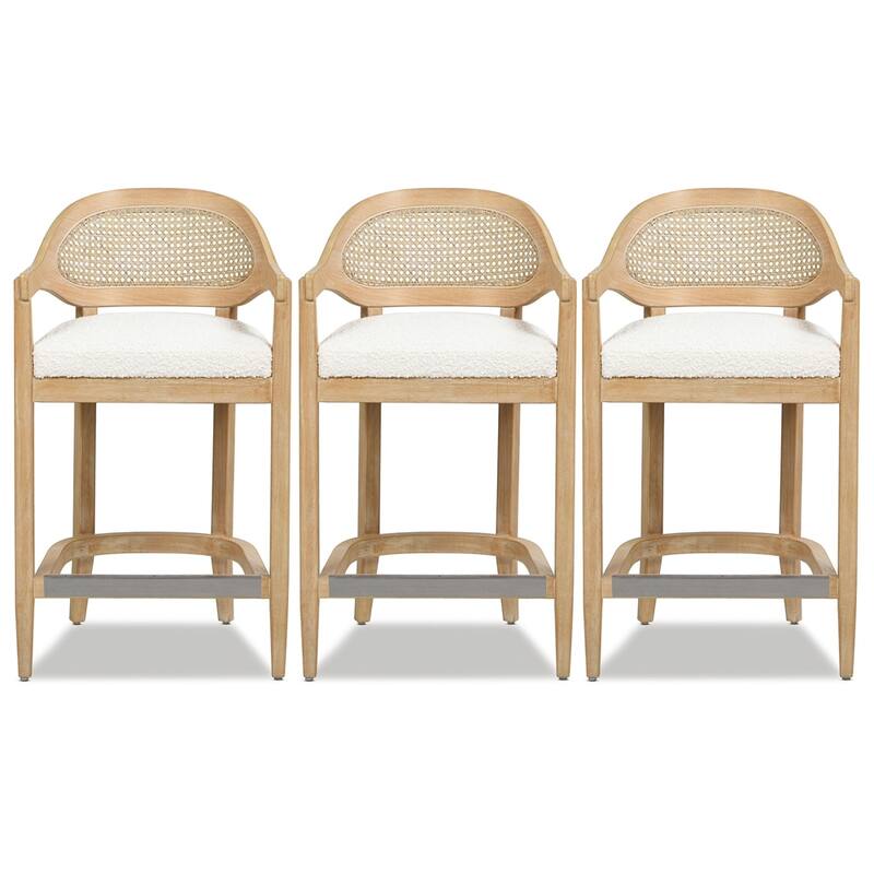 Americana Mid-Century Modern Rattan Cane Back Counter and Bar Stool