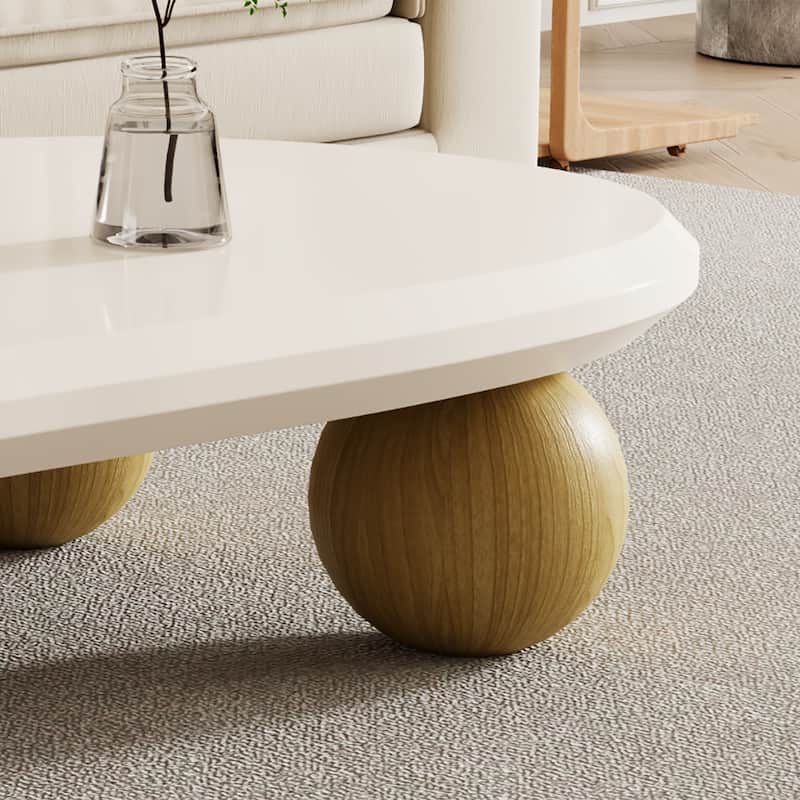 51" Modern Wood Coffee Table with 3 ball legs