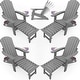 preview thumbnail 10 of 52, WINSOON All Weather HIPS Folding Adirondack Chair with Ottoman, 5-Gear Adjustable Backrest and Retractable Ottoman Set of 4 Grey x4