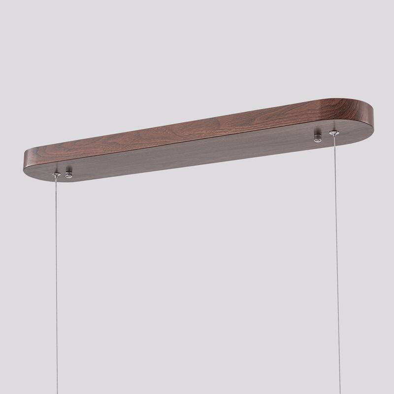 Modern Farmhouse Linear Wood LED Chandelier Kitchen Island Pendant Light - 38.58''