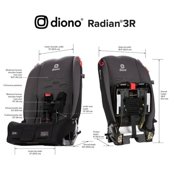 dimension image slide 4 of 6, Radian 3R - The Original 3 Across All-In-One Convertible Car Seat