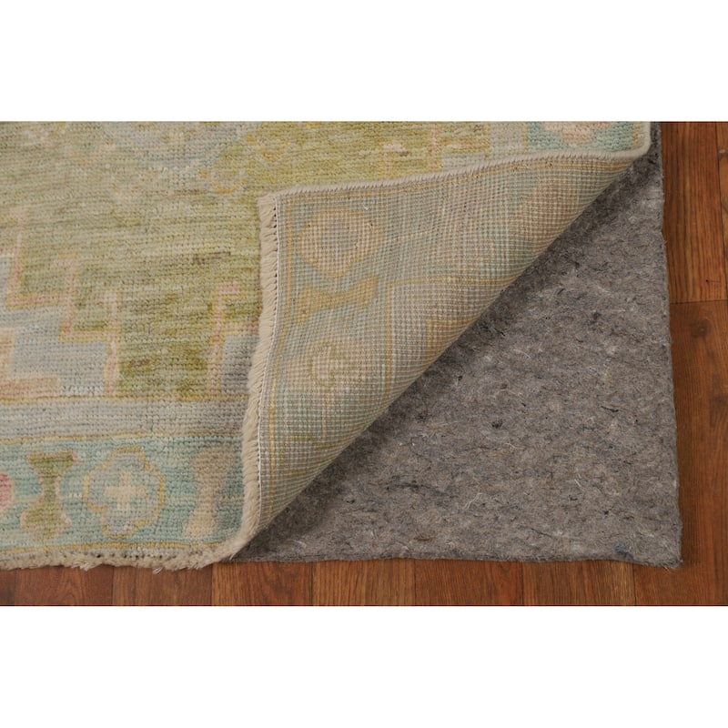 Hand Knotted Oriental 100% Wool Carpet Transitional Geometric Navy Blue & Blues Oushak Runner Rug - 11' 6'' X 2' 9''