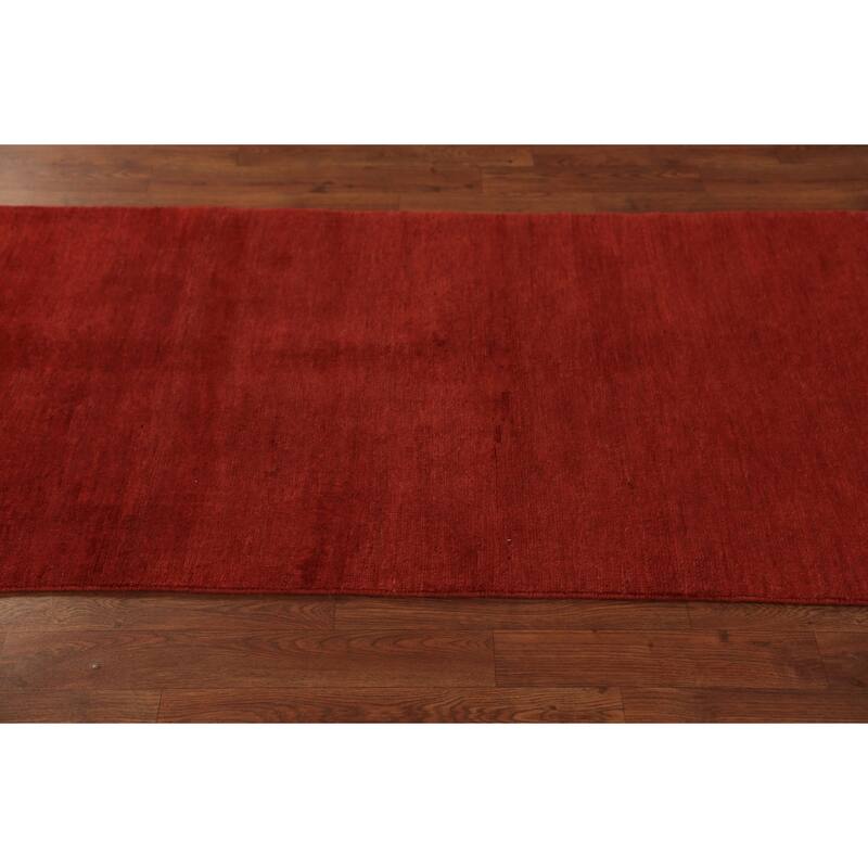 Gabbeh Modern Runner Rug Handmade Hallway Wool Carpet - 2'9" x 9'8"