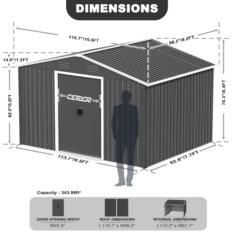 Garden Shed Storage Tool Shed with Sliding Doors