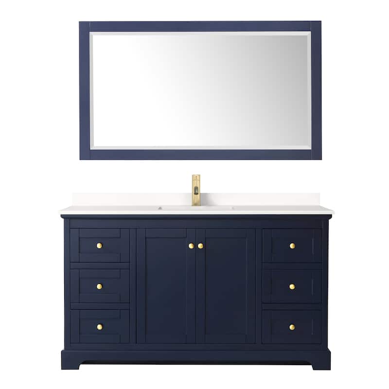 Avery 60-inch Single Vanity, Quartz Top, 58-inch Mirror