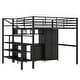 preview thumbnail 10 of 15, Loft Bed With Table Set and Wardrobe, Full, Black