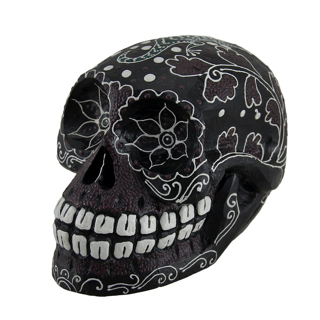 Shop Dot Painted Decorated Wooden Sugar Skull Statue With Lizard