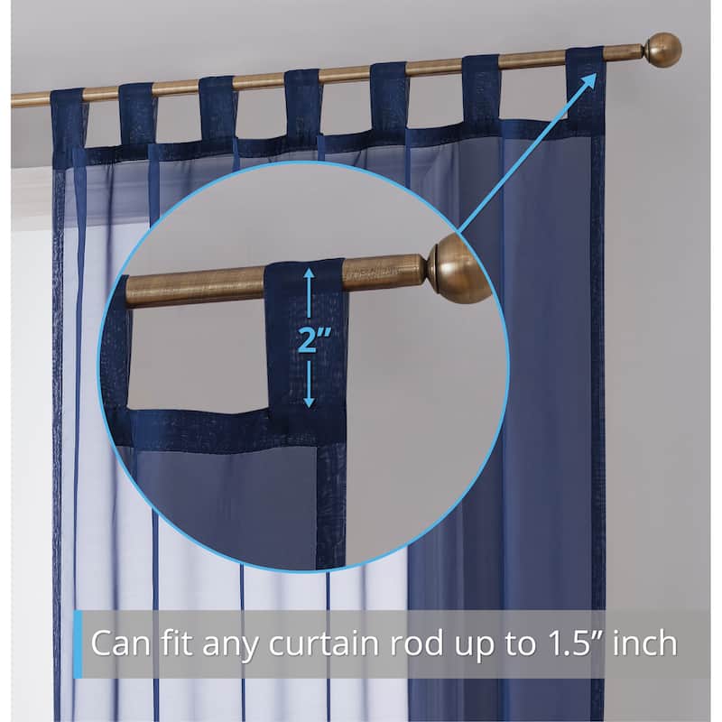 HLC.me Sheer Voile Tab Top Window Curtain Panels for Living room & Bedroom, Set of 2 panels