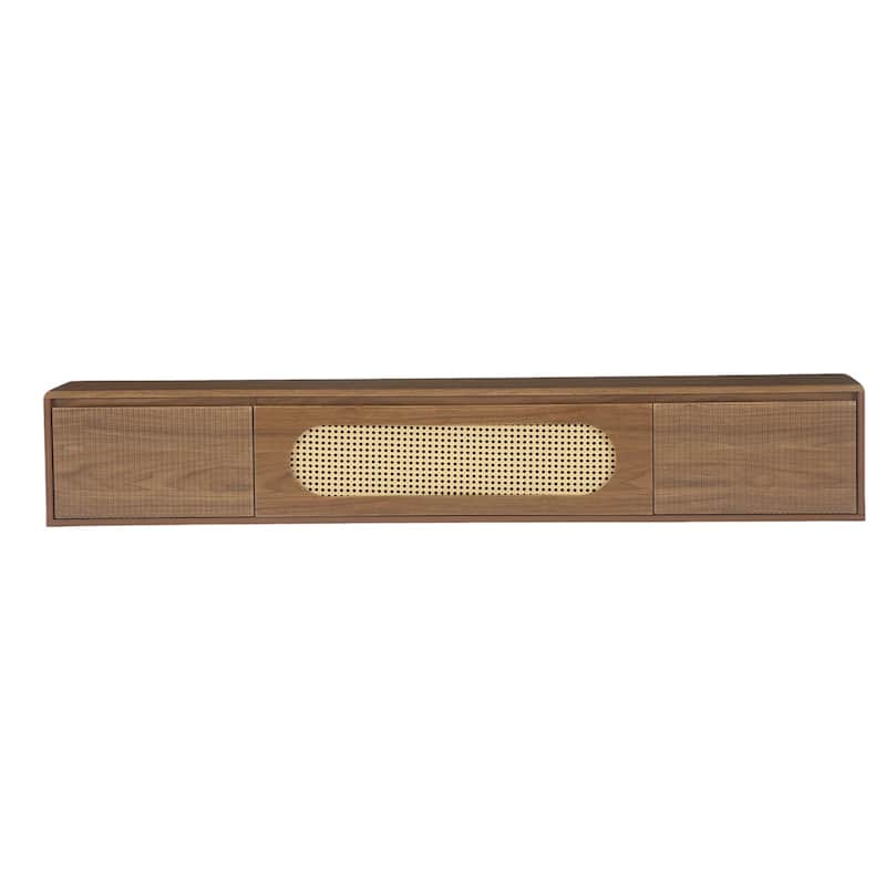 70.86-Inch Floating TV Stand, Wooden Wall Mounted Entertainment Center