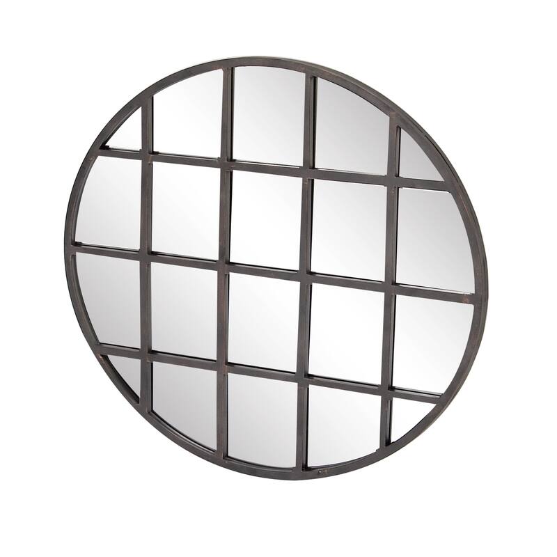 Metal Wall Mirror with Grid Frame - Black - CosmoLiving by Cosmopolitan - 1"W x 36"L x 36"H